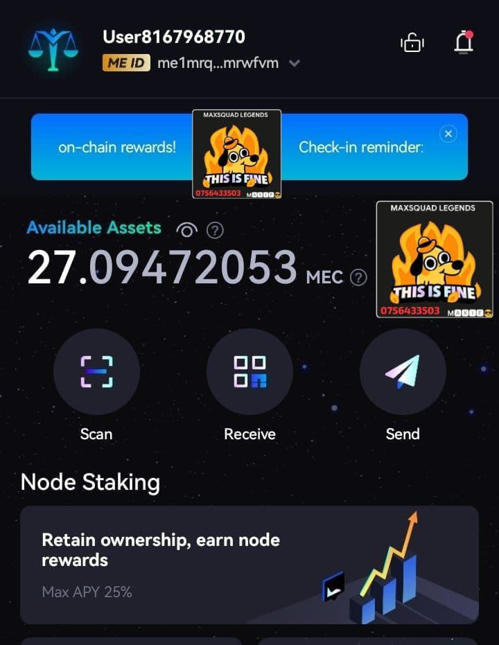 Get 1 MEC when you join now

1 $MEC = $6+
Invite friends get 0.1 Mec after they get verified
-Sign up here: i.mec.me/?c=pgc7klle

-Invitation Code:-  pgc7klle
-Download the ME Pass App on Playstore
-Log in with your email and complete KYC for your #ME ID

+254756433503 to sell