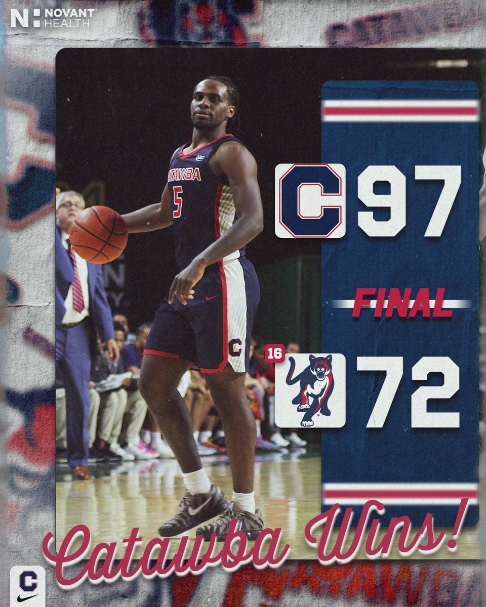 𝐑𝐚𝐧𝐤𝐞𝐝 𝐰𝐢𝐧 ✅🔥

<a href="/CatawbaMBB/">Catawba Basketball</a> trounces #16 Columbus State, 97-72, to tally its largest margin of victory over a nationally ranked foe in program history!

Banks: 19 pts, 3 blk
Lindsey: 15 pts, 5 ast
Athie: 11 pts, 15 reb (double-double)
Ca. Daniel: 8 ast

#CatawbaCulture
