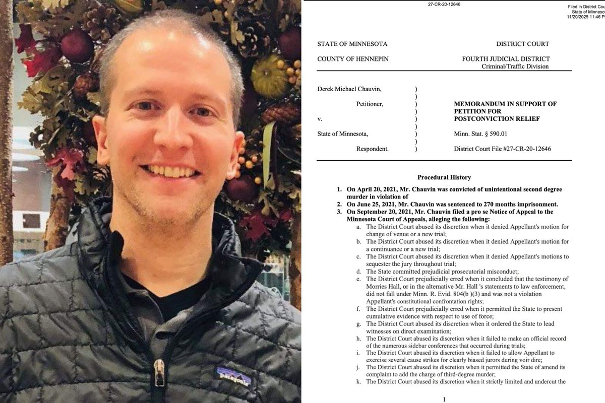 AlphaNews's tweet image. BREAKING: Derek Chauvin’s attorney files new petition, says prosecution ‘can only run from the truth for so long’  

In a bombshell petition—alleging prosecutorial misconduct—more than 50 former and current officers have provided sworn declarations stating that the technique used…