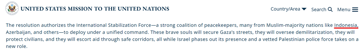 riatri_ria's tweet photo. 🇮🇩🇺🇸🇵🇸 Indonesia was specifically mentioned in michaelgwaltz's remarks at the UNSC session that adopted Resolution 2803, which authorises the establishment of a Board of Peace and an International Stabilization Force in Gaza

#InternationalStabilizationForce https://t.co/cpg0h18GDY