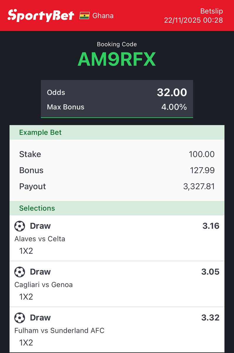 khendrick202's tweet image. What I’ve for today 

3 DRAWS ✅💯💪
Genoa Draw ✅💯💪
Fulham Draw ✅💯💪
Alaves Draw ✍️ 

#fypシ❤️💞❤️ #football #prediction #fypage #laliga #goviral #seriea #championsleague
