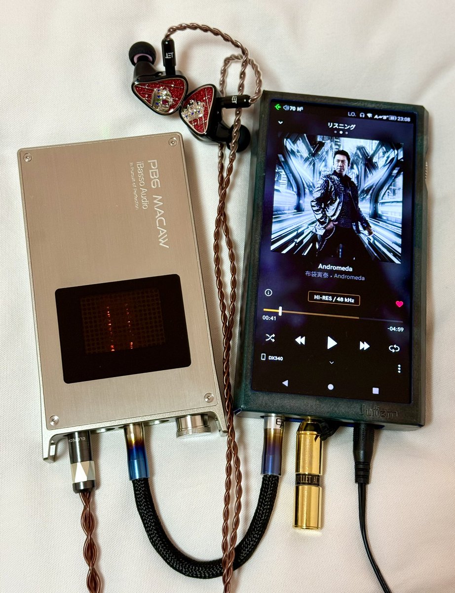 ドロメダ10も予約開始ということで今日はこの曲。

この曲超絶好き。
曲展開もメロも天才的！
今さら鬼リピしとる。
大御所と若者の共演みたいなの好きよ。

iBasso DX340 AMP15 DCin
Forté Ears Macbeth
ESSENCE AUDIO Solid TWO LE
iBasso PB6 MACAW

Andromeda／布袋寅泰 feat.アイナ･ジ･エンド