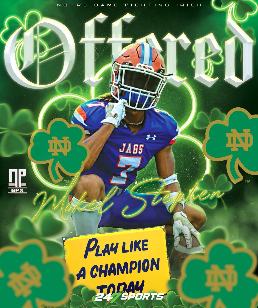 NathanPurvis's tweet image. Mikel Stephen (@mikelgohard), the class of 2027 running back from Madison Central High School (Madison, MS), picks up the offer from the Notre Dame Fighting Irish!☘️