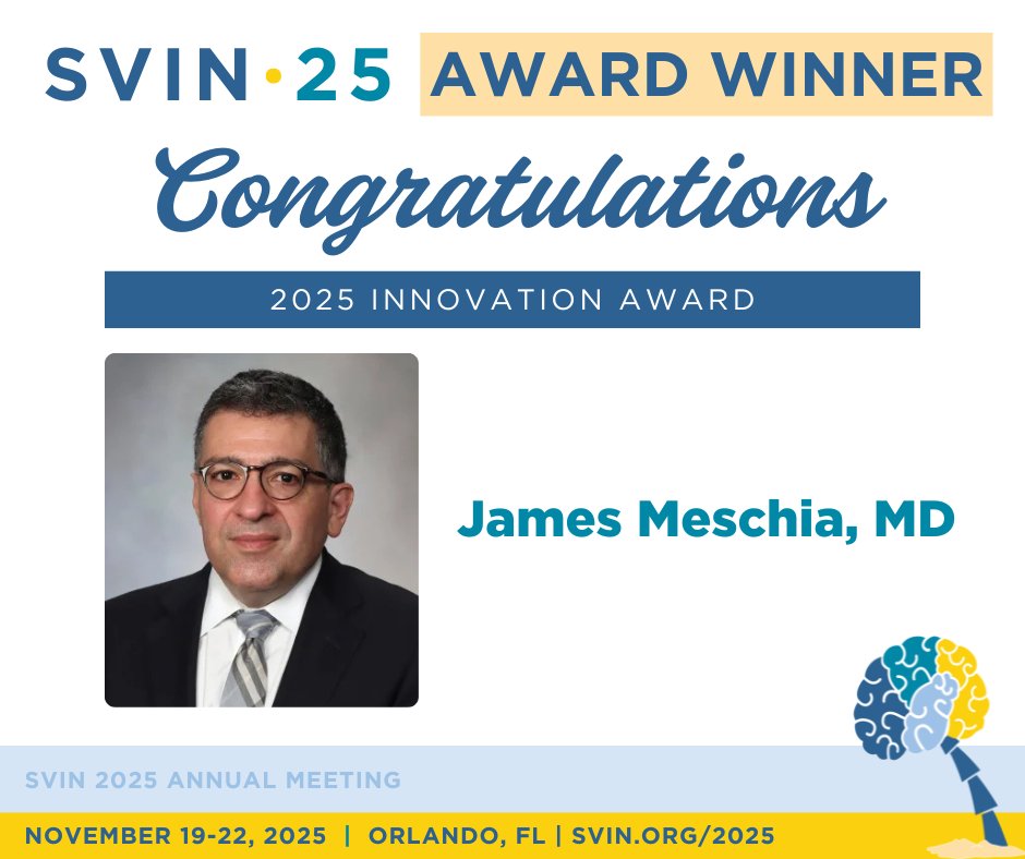 James Meschia, MD is the recipient of the 2025 Innovation Award!

This award recognizes groundbreaking vision and advancements shaping the future of neurovascular care. Congratulations, Dr. Meschia!

Learn more at zurl.co/koC6e

#SVIN #SVIN25 #SVINAnnualMeeting