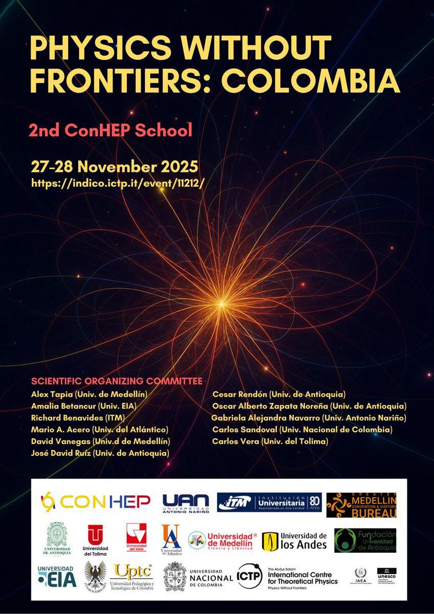 Grupoctye's tweet image. Our institution @UdeMedellin_, is collaborating to organize the 2nd ConHEP School, part of the Colombian Network on High Energy Physics. We look forward to seeing you at @ITMinstitucion  Robledo, Aula D-301. More info:
indico.global/event/15402/