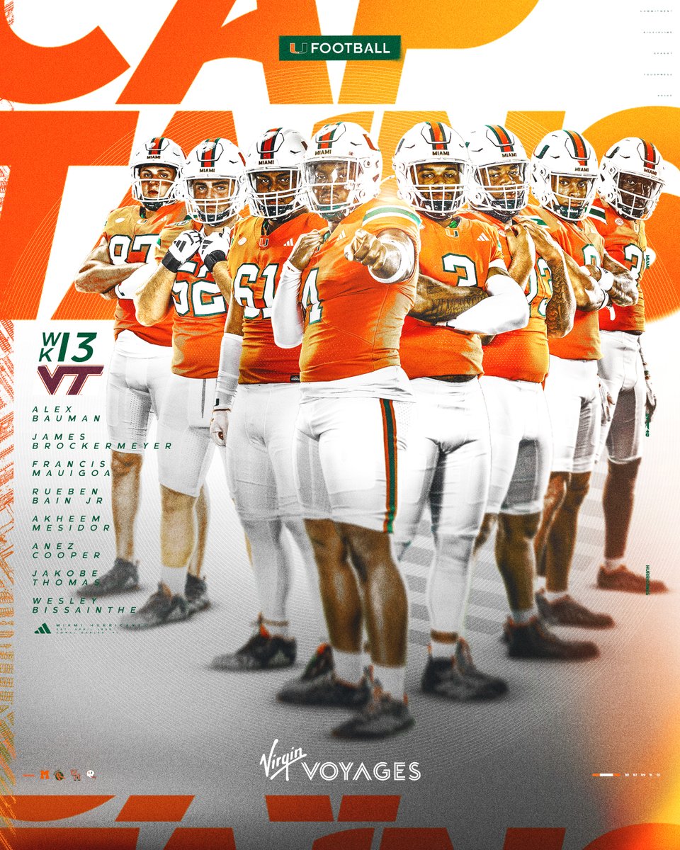 CanesFootball's tweet image. Your Week 13 Captains 🙌