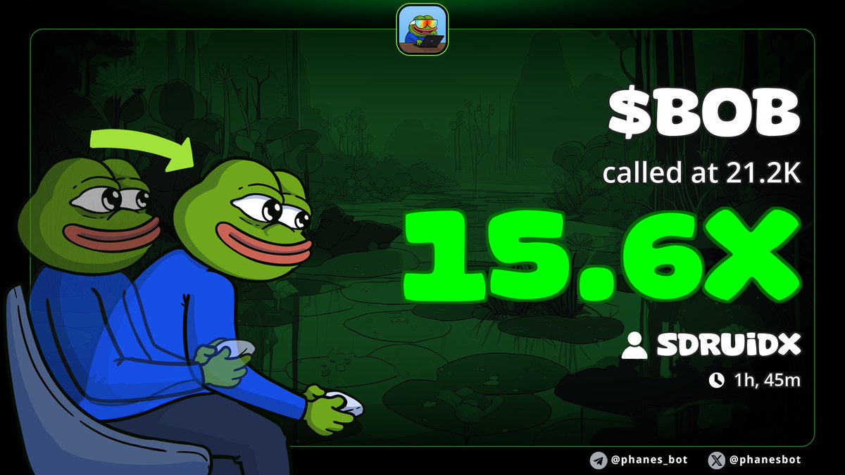SDruidX's tweet image. 15.6x profit from the couch cushions of crypto market $BOB
TG gets it first, Always 🔥💪