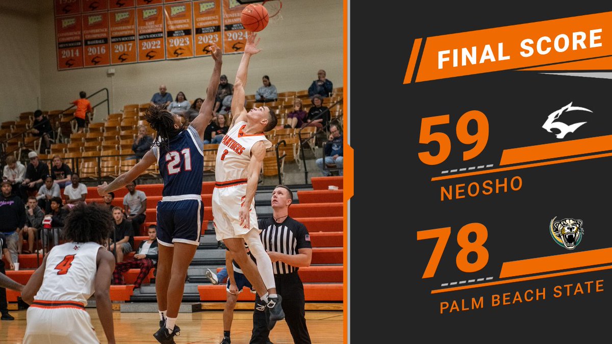 GoNeosho's tweet image. A tough battle tonight.
Neosho comes up short vs Palm Beach State, 78–59 — but there’s more season ahead and more work to do.
Proud of the effort. 🖤🧡#GoNeosho #PantherPride #NeoshoBasketball #NCCCAthletics #NeoshoMenHoops
#KJCCC #NJCAA