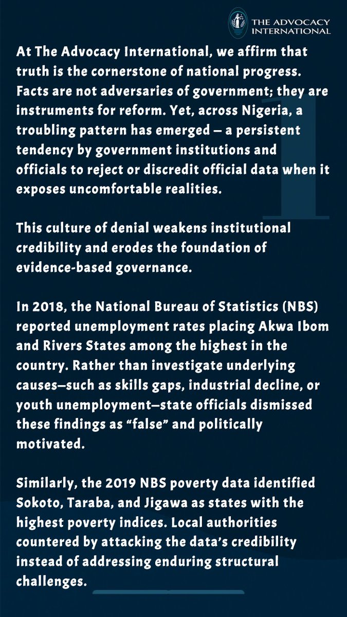 theadvocacyintl's tweet image. When governments deny data that highlights failure, they deny citizens the opportunity for progress. It’s not shameful to admit shortcomings—it’s shameful to ignore them.

#TheAdvocacyInternational #DataForAccountability #FaceTheFactsFixTheFlaws #stayingquietisnotstayingsafe