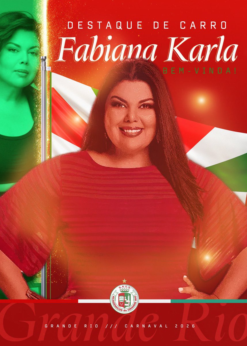 Recife muito bem representado na Sapucaí! ✨

A pernambucana Fabiana Karla será destaque em uma das alegorias da Grande Rio no #Carnaval2026! Vamos juntas representar essa cultura tão forte na Avenida. É hora de erguermos a nossa Nação! 📡🦀