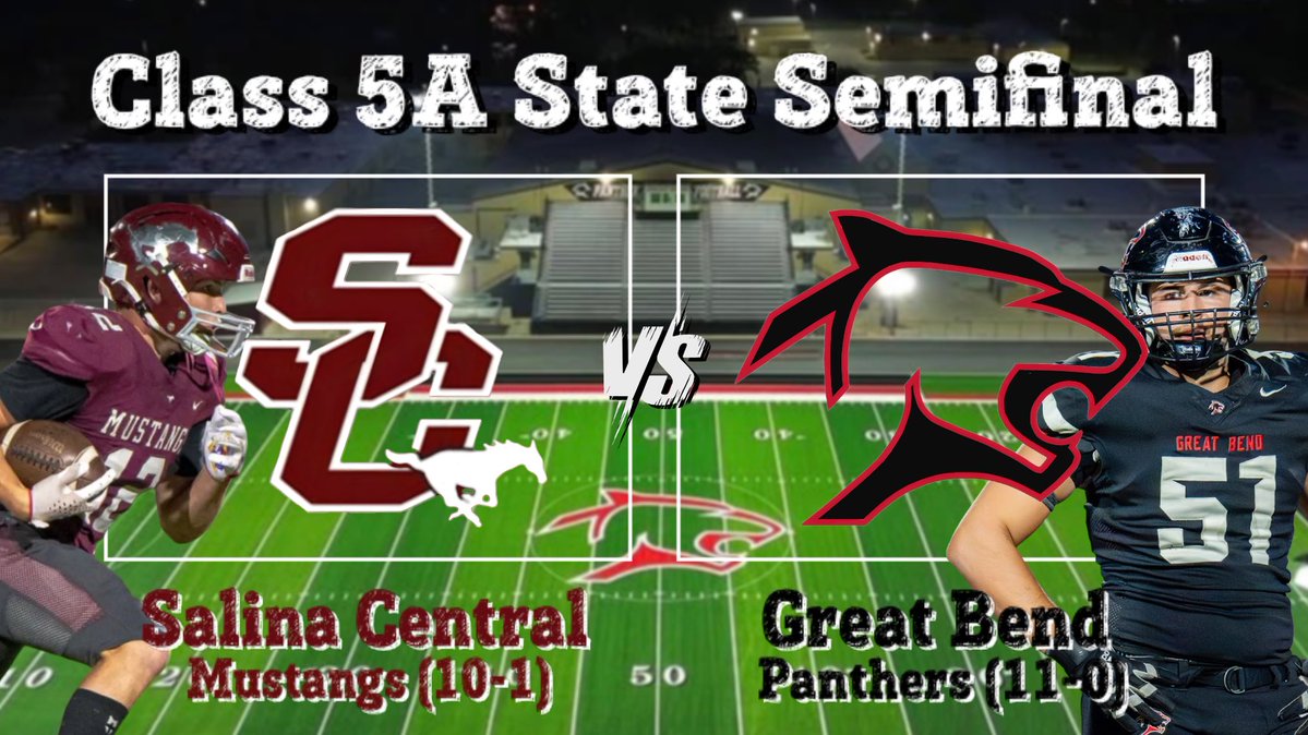 JasonLambTV's tweet image. Class 5A State Semifinal
Great Bend - Memorial Stadium

End 1Q

      Salina Central        6
#1 Great Bend              6

SC -Reves 4-yard TD run
GB - Holladay 22-yd TD rec.

#LOCKIN #Panthers #PantherPride 
@sportsinkansas @scoresinkansas