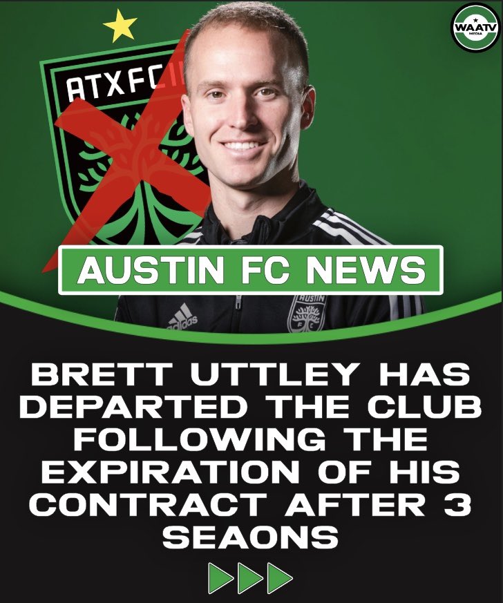 🚨 NEWS 🚨

<a href="/AustinFCII/">Austin FC II</a> head coach Brett Uttley departs the club after three seasons, leading the team to an MLS NEXT Pro Cup, a Western Conference title, and the first MLS NEXT Pro Invitational. 

Thank you coach and best of luck on your next chapter! 

#austinfc #verde | WAATV