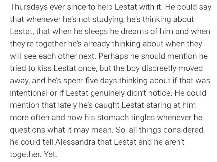 this is so sweet i almost forgot that louis and armand made a bet to see who would date lestat and it's all a game