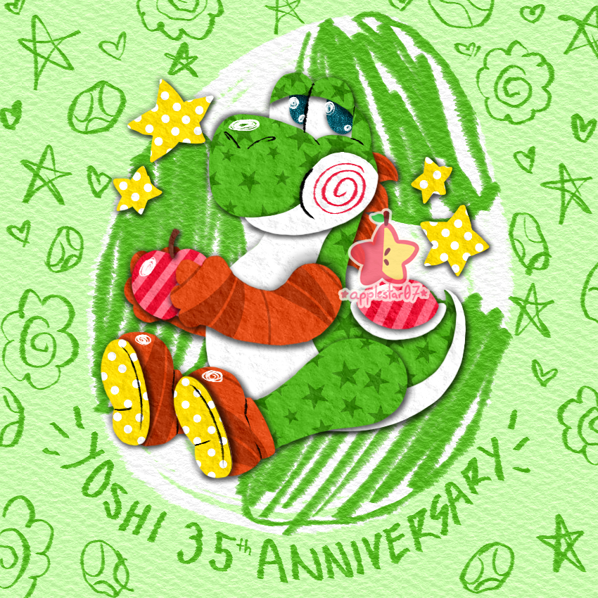 happy bday to the most important character in my life 💚🍎 #yoshi #Yoshi35thAnniversary #ヨッシー35周年