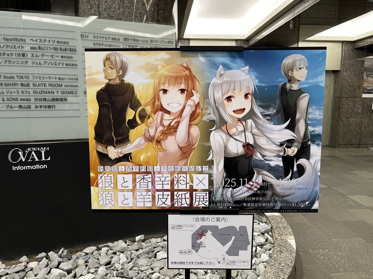 狼と香辛料×狼と羊皮紙展」 壁一面に愛の溢れるイラストが展示されて