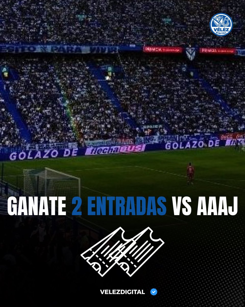 💙🎟️ SORTEAMOS 3 PARES DE ENTRADAS PARA VELEZ vs ARGENTINOS

⁉️ ¿Requisitos? Muy FACIL

🔁 Dar RT a la PUBLICACION
👉🏻 Seguir a: <a href="/_VelezDigital/">Vélez Digital</a> y <a href="/SangreVRadio/">Sangre Velezana Radio</a>  

💥 Sabado 21/11 a las 15 horas damos a conocer a los ganadores!