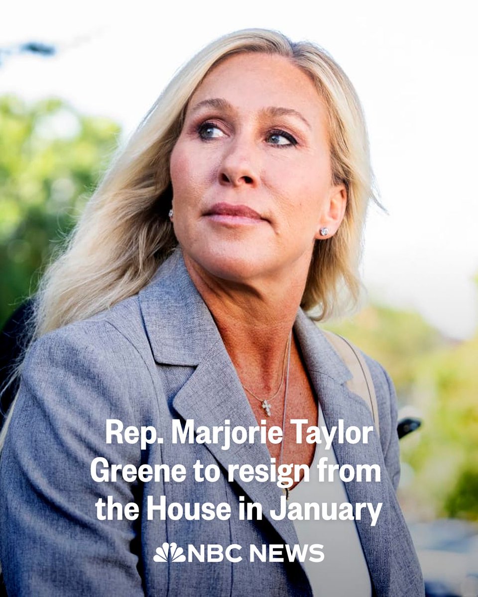 Rep. Marjorie Taylor Greene says that she is resigning from her seat, following weeks of clashing with President Trump.

“If I am cast aside by MAGA Inc and replaced by Neocons, Big Pharma, Big Tech, Military Industrial War Complex, foreign leaders, and the elite donor class that