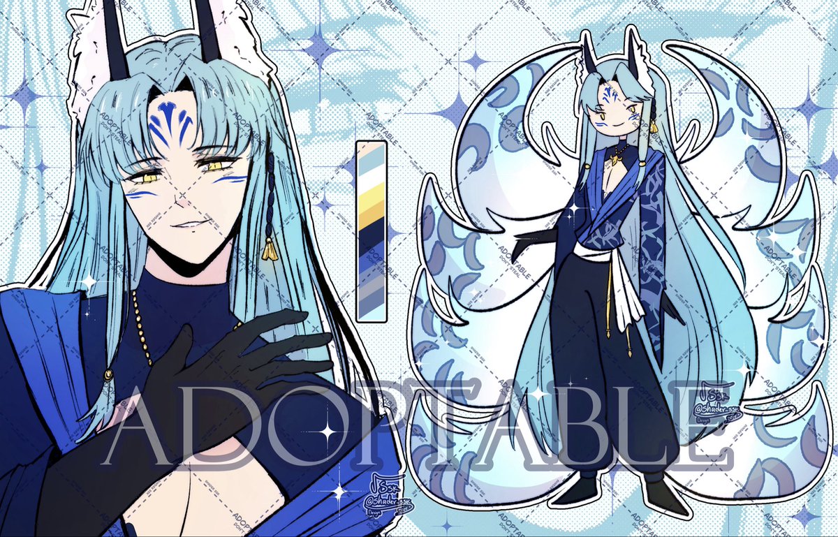 shaderssk_adopt's tweet image. ✦MALE KITSUNE✦ 

SET PRICE: 60 USD

✧Paypal - Kofi - Transfer (mxn)

#adoptable #kitsune #referencesheet