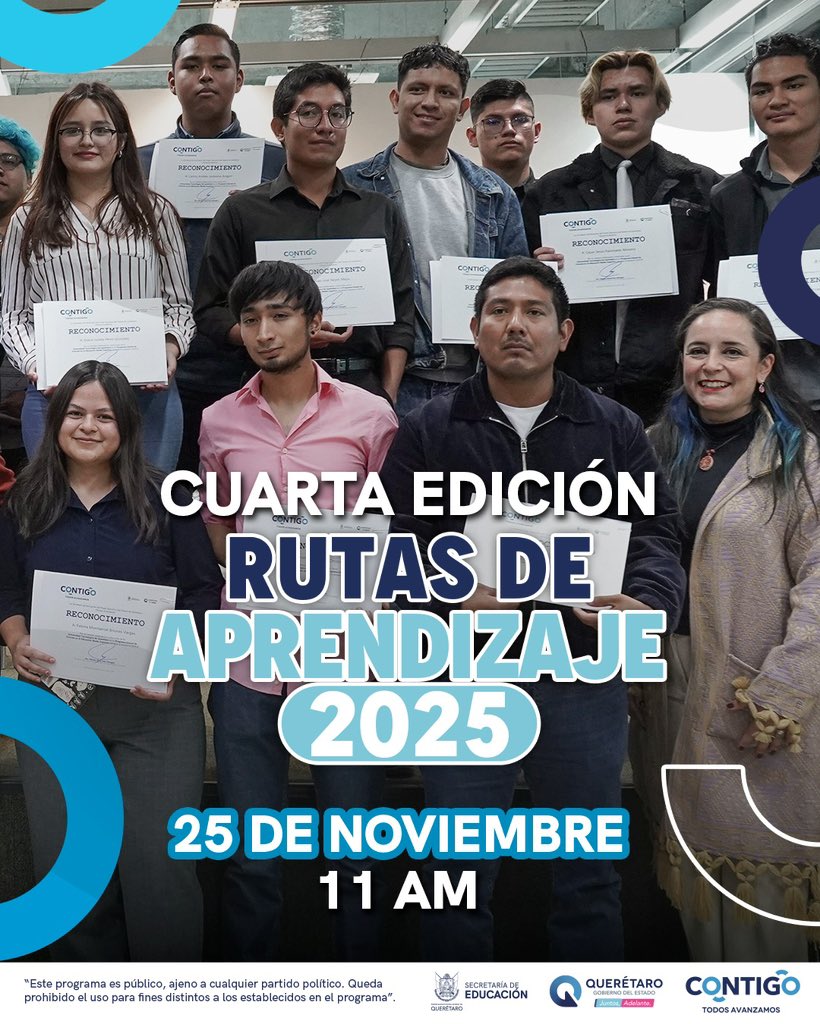Este 25 de noviembre conocerás los resultados de Rutas de Aprendizaje, un esfuerzo que permite detectar necesidades, impulsar mejoras y asegurar que cada estudiante avance con bases sólidas.
Un trabajo que refleja el compromiso de #Querétaro con la educación que cambia vidas.