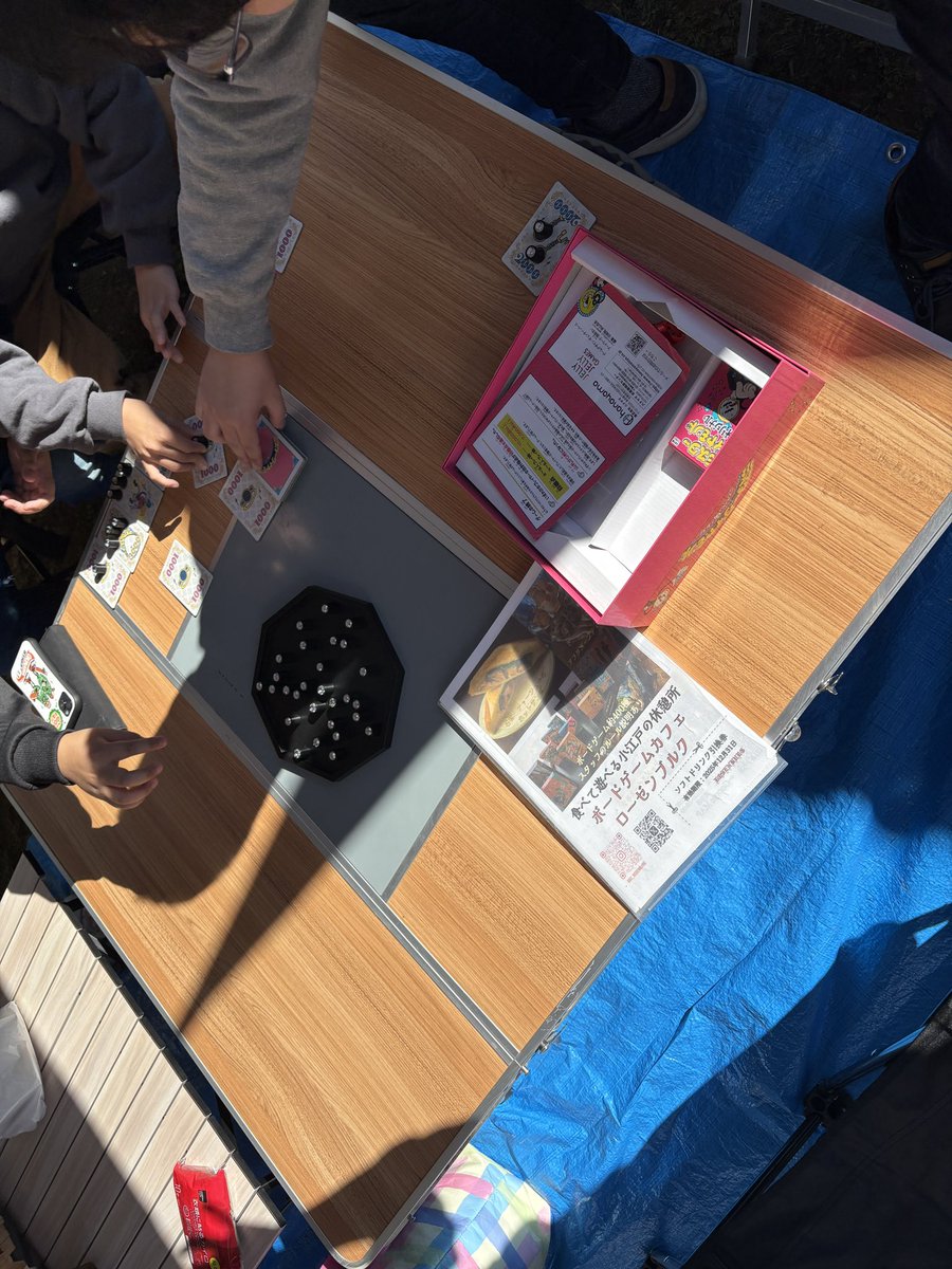 Cyflow_official's tweet image. 本日は所沢市のKAWAYA市というイベントでローゼンブルクさんの出張青空ボドゲ会でお手伝いをしてます！COTORIDOのパリパリクレープを楽しみつつボードゲームを楽しんでいただけます👍
地元の子供達がミスターダイヤモンドなどで遊んでます。