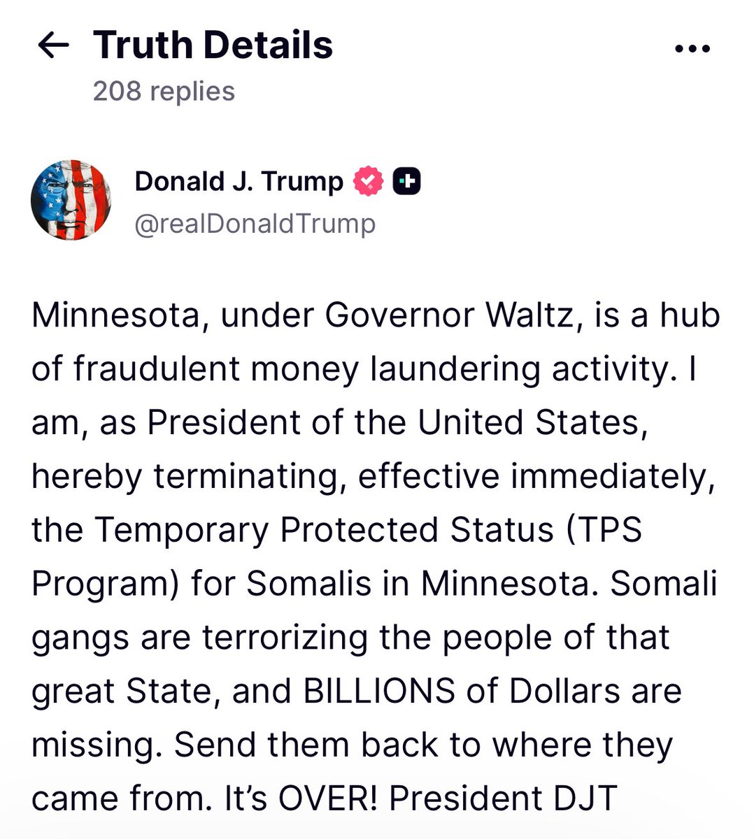 _johnnymaga's tweet image. 🚨 HOLY SMOKES

Trump revokes Temporary Protected Status for Somalis in Minnesota. They can now be deported.

“It’s OVER!”