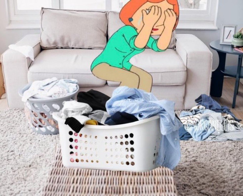 adhdmemetherapy's tweet image. When the laundry is done drying but it has to be folded and put away: