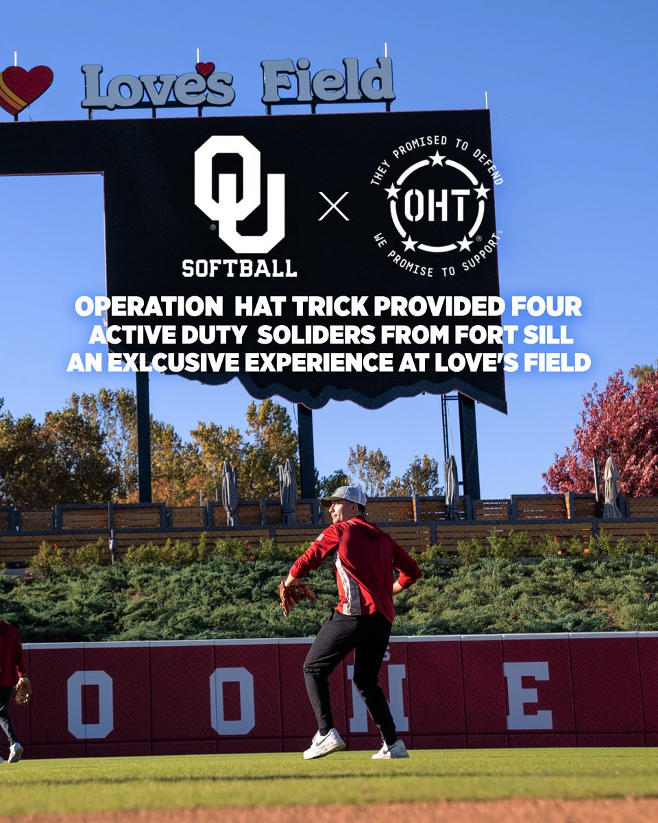 OU_Softball's tweet image. A season of gratitude 🤝

Blessed to partner with Operation Hat Trick to provide an exclusive experience for four active duty soldiers at Fort Sill 🇺🇸

Shop OHT » bit.ly/4ictA1U