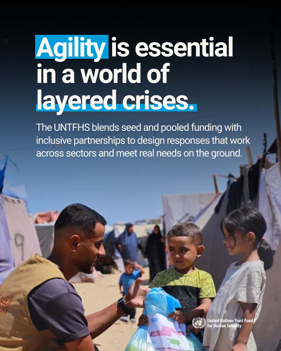 Today’s challenges demand agile, inclusive and comprehensive solutions. The #UNTFHS meets this need, using seed &amp; pooled funding to support tailored programmes and connect governments, UN agencies, civil society, and communities to tackle the multilayered crises of our era.