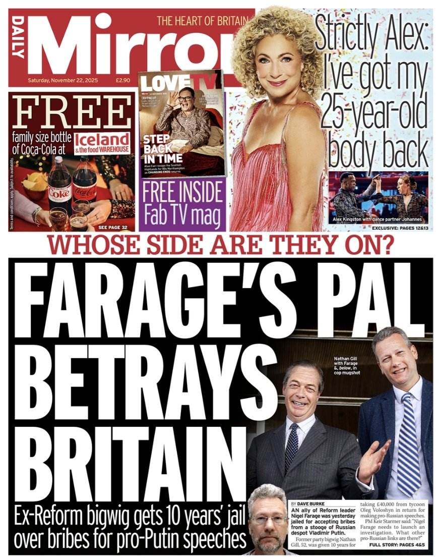 docrussjackson's tweet image. A former british politician sentenced to ten and a half years for taking bribes from Russia is one of the most significant stories this century, yet just one of our national &quot;newspapers&quot; has it on its front page.

Without news media reform, things will only continue to get worse.