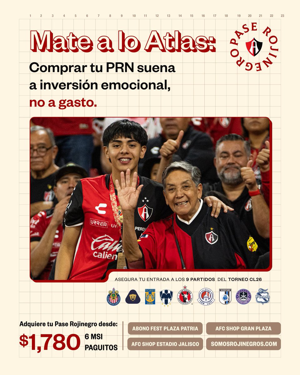 ProfeAtlas's tweet image. ¿Alguien más piensa igual que el Profe?🤭

Recuerda que puedes adquirirlo en el Abono Fest de Plaza Patria o en la Atlas FC Shop del Estadio Jalisco y Gran Plaza. 

Obvio también en línea en somosrojinegros.com.🤩🎟️