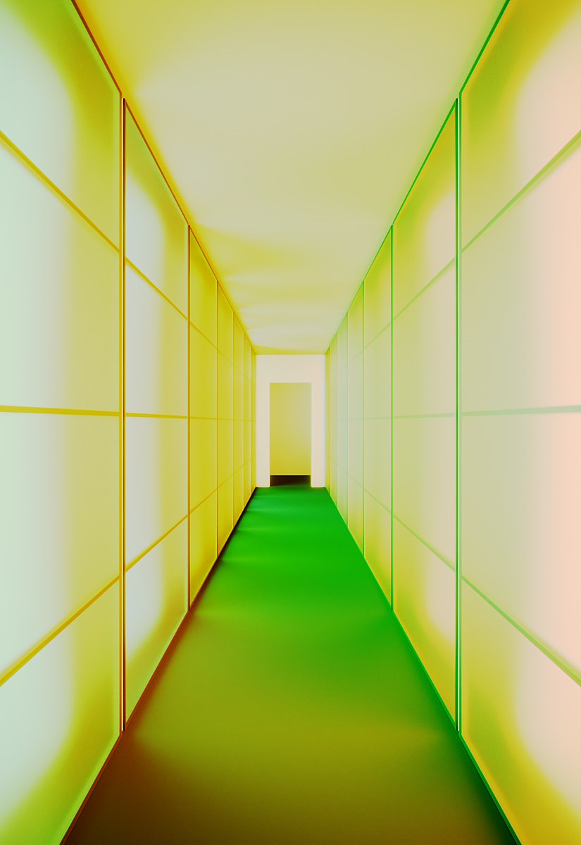 The Rays of God Hallway...

This work is an installation piece I am working on. It is a hallway created out of modular light boxes with mirrors inside and frosted glass on the front. Inside they are lighted with color adjustable high-intensity projectors.