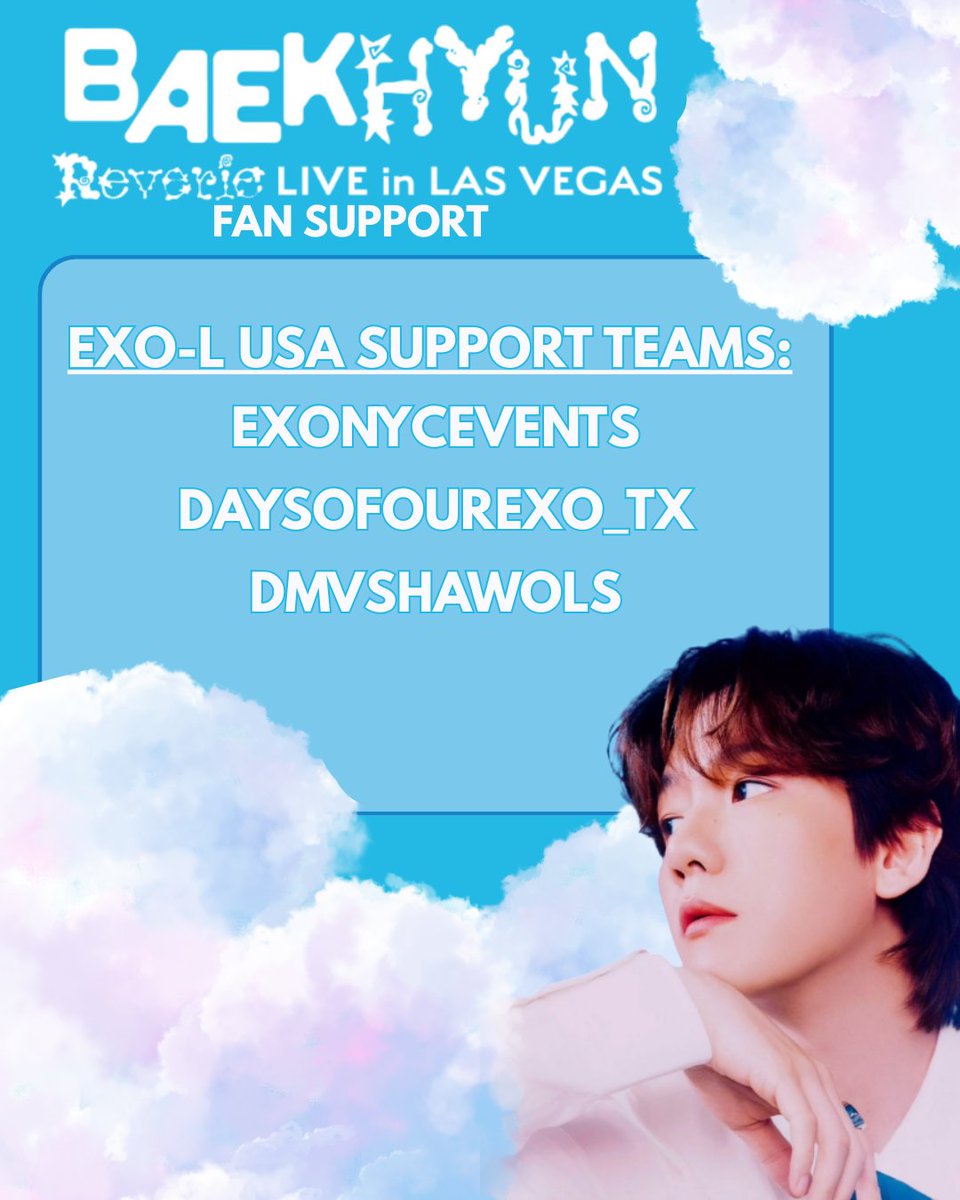 EXOL_USAsupport's tweet image. Our teams are ready to jump back into it!💖✨️

We&apos;re excited to announce that we are planning fan projects for Baekhyun&apos;s concert in Las Vegas! This project will be a collaboration between the following teams:
@exonycevents 
@DaysOfOurEXO_TX
@dmvshawols

Stay tuned for updates!