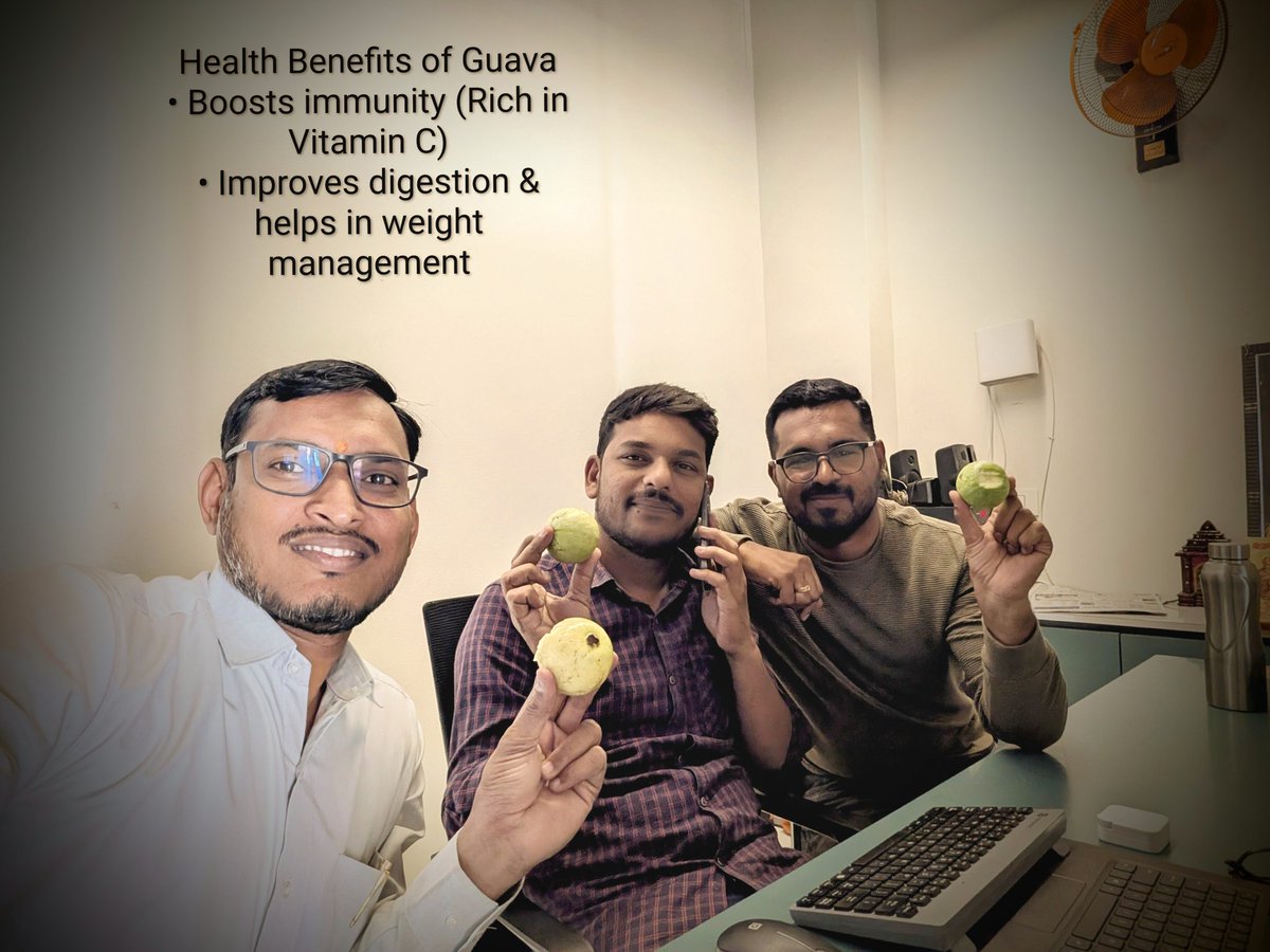 KamrajChalak's tweet image. Health Benefits of Guava
• Boosts immunity (Rich in Vitamin C)
• Improves digestion &amp;amp; helps in weight management
• Keeps skin healthy and glowing
• Good for diabetes and heart health
Eating fresh guava in the morning fills the body with energy and positivity 🍏
#GooglePixel