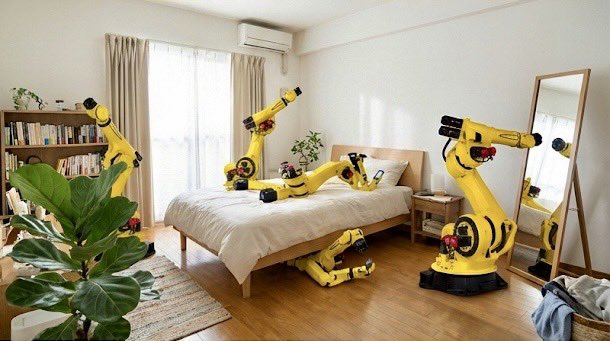 すげー。産業用ロボットでもできた。
鏡見てるロボットかわいい。