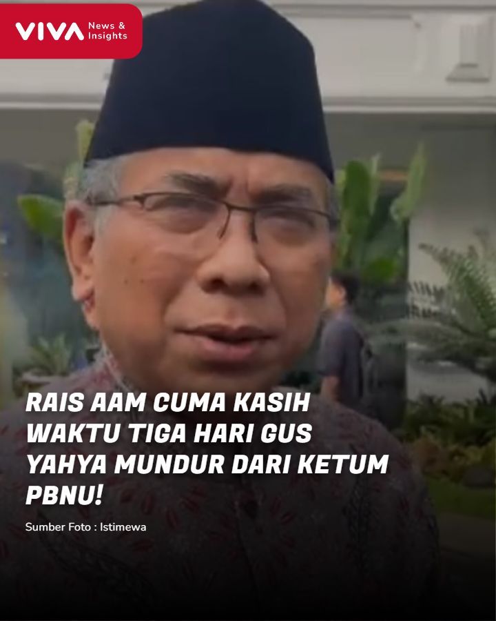 VIVAcoid's tweet photo. Rais Aam Pengurus Besar Nahdlatul Ulama (PBNU) mendesak Yahya Cholil Staquf atau Gus Yahya mundur dari jabatannya sebagai Ketua Umum (Ketum) PBNU.
Selengkapnya di: https://t.co/CYQ268qsVY
#vivacoid #raisaam #gusyahya https://t.co/xarVmnv4Y6