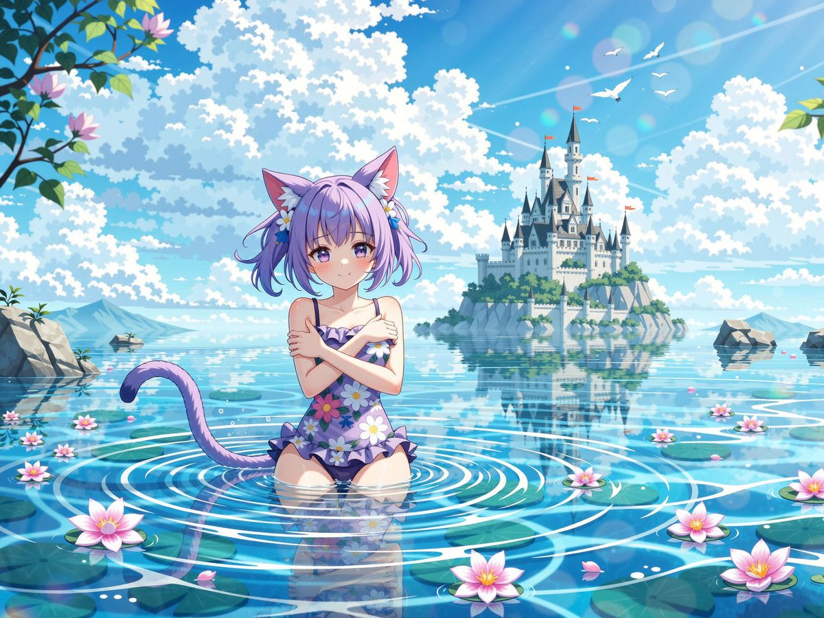 phyblas's tweet image. 最近寒くなってきたにゃ。

#AIイラスト #FLUX1 #猫耳 #水着