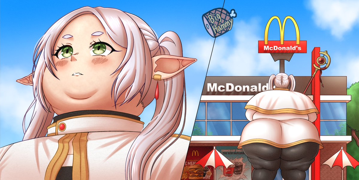 The good thing about Frieren's thing is that I don't have to worry thanks to her double chin.