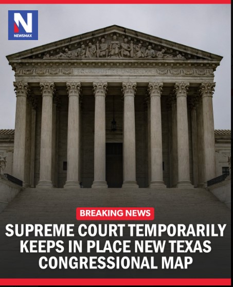 BREAKING NOW.

Supreme Court Justice Samuel Alito reinstated Texas’ congressional map after the state requested an emergency stay from the high court.

<a href="/NEWSMAX/">NEWSMAX</a>