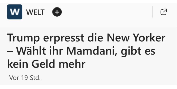 <a href="/Georg_Pazderski/">Georg Pazderski</a> TACO-TRump drohte vor der Wahl der Stadt New York ganz offen Mamdani zu wählen. Das will uns der blöde rechtsextreme Pazderski als vorbildlich demokratisches Verhalten verkaufen! Die wenigste dürften so besoffendumm sein, dir das abzunehmen!