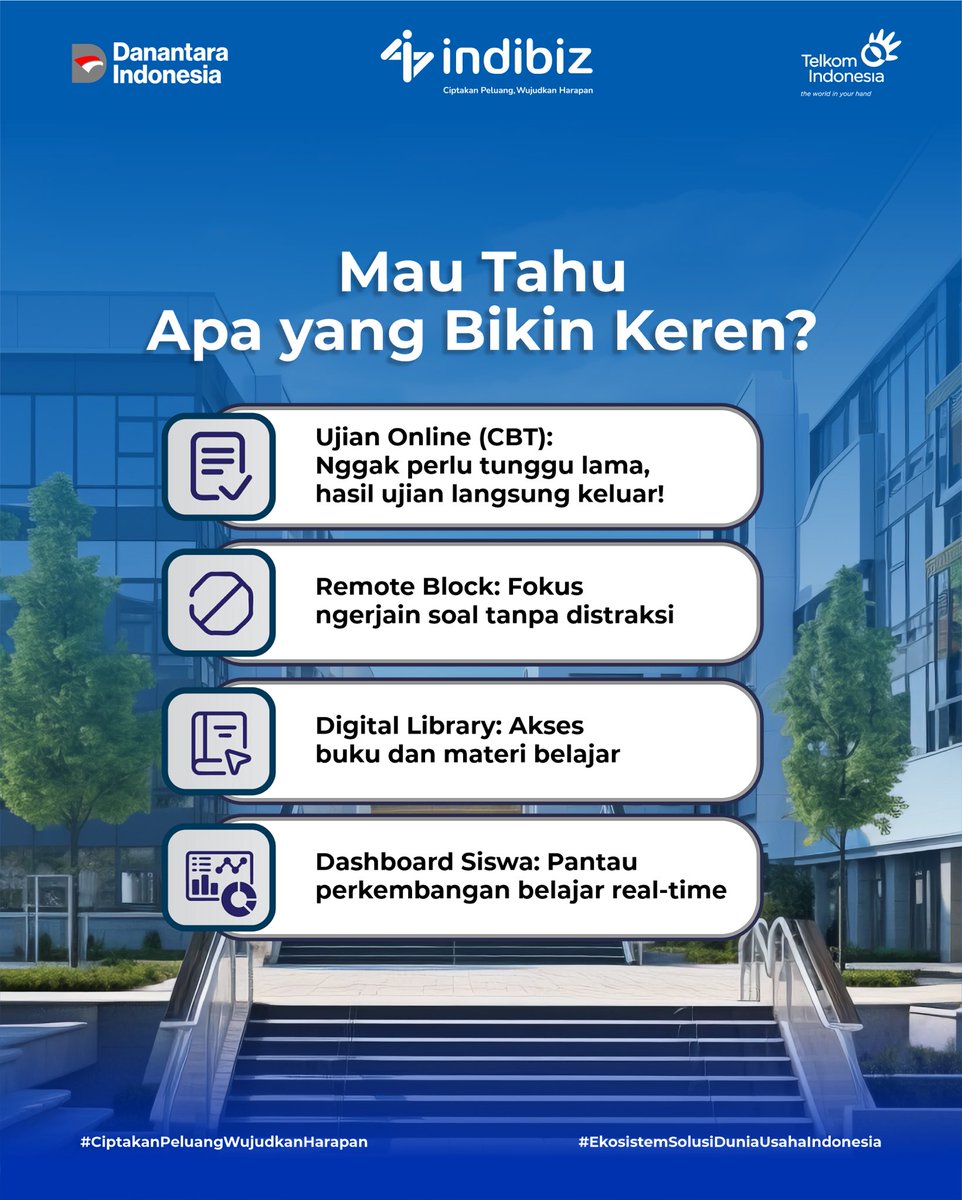 Indibiz_jtdiy's tweet image. Bareng Pijar Sekolah, belajar di era digital jadi lebih mudah dan seru. Mulai dari ujian online yang cepat dan transparan, akses perpustakaan digital tanpa batas, sampai fitur yang bikin belajar makin fokus dan terarah✨😍

#Indibiz #Indibizjtd #InternetBisnis #PijarSekolah