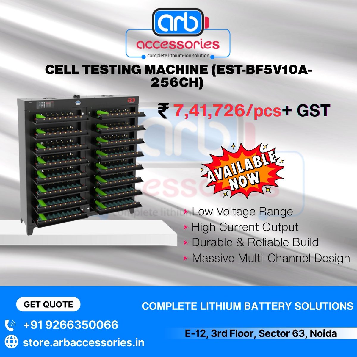 arb_ltd's tweet image. 🔬 Cell Testing Machine ⚡

🔹 Cell Testing Machine (EST-BP100V20A-2CH)
🔹 Cell Testing Machine (EST-BF5V10A-256CH)
🔹 Cell Testing Machine (EST-BF5V30V-128CH)

🛒 Buy Now: 
store.arbaccessories.in/category/testi…

#Arbaccessories #CellTesting #BatteryTesting #EVBattery #LithiumCell