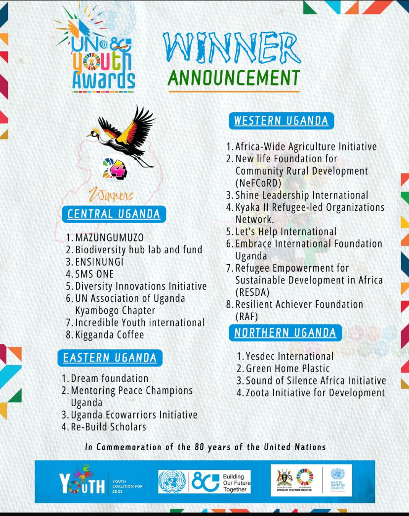 donaldrukanga1's tweet photo. #EcoWarriors is one of the innovations @Youth4SDGsUga recognized @ 2025 SDGs UN@80Youth Awards.They were awarded by @UNinUganda Resident Cordinator Mr. @LeonardZulu for outstanding work &amp; impact.

Companies like @mtnug play huge role in supporting the SDGs Ecosystem 
@sylmulinge https://t.co/AaE0qvLu1h