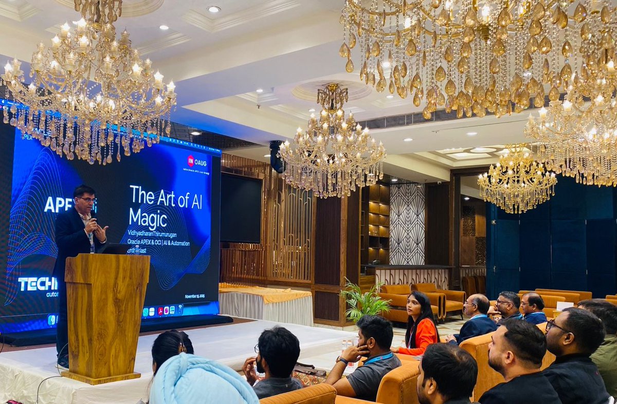 inoaug's tweet image. 🚀 Spotlight: MindX – AI-Driven Leave Approvals
Bharat Bhatia showcases how AI + APEX power smart workflows, intelligent auto-approvals, and faster decisions—without added complexity. Smarter. Faster. Hassle-free. 🤖✨

#APEXAIDays #Oracle #LowCode #GenAI