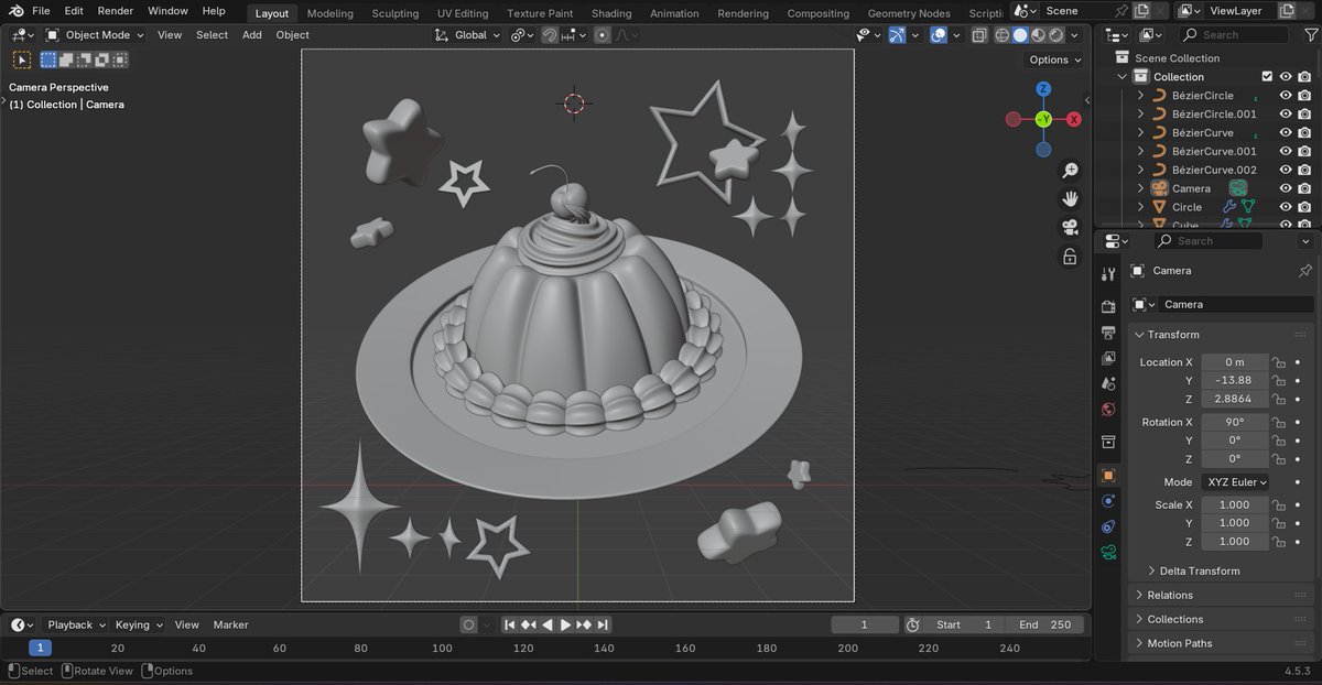 _catbelle's tweet image. jellay in ma bellay ദ്ദി ˉ͈̀꒳ˉ͈́ )✧ (I am learning blender!🌱) #blender3d #blenderrender #beginnerblender
