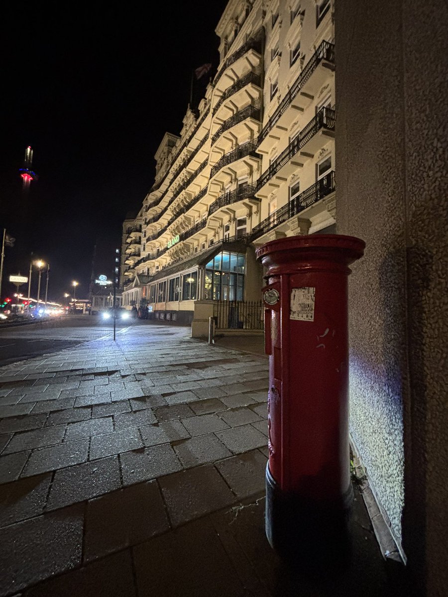 Postbox standing proud outside <a href="/GrandBrighton/">The Grand Brighton</a> #brighton and <a href="/i360_brighton/">Brighton i360</a> #postboxsaturday 📮