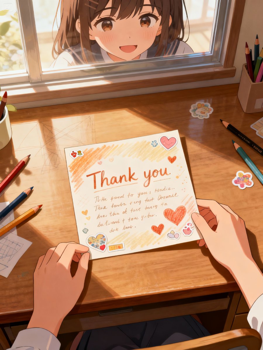 asmodelOnRe's tweet image. 今日は何の日❓

11月23日は【勤労感謝の日】

“ありがとう”を、手作りのカードに込めて。

今日の気持ちは、まっすぐに届けたい。

#asmodel_AIart #勤労感謝の日 #今日は何の日　＃AIイラスト