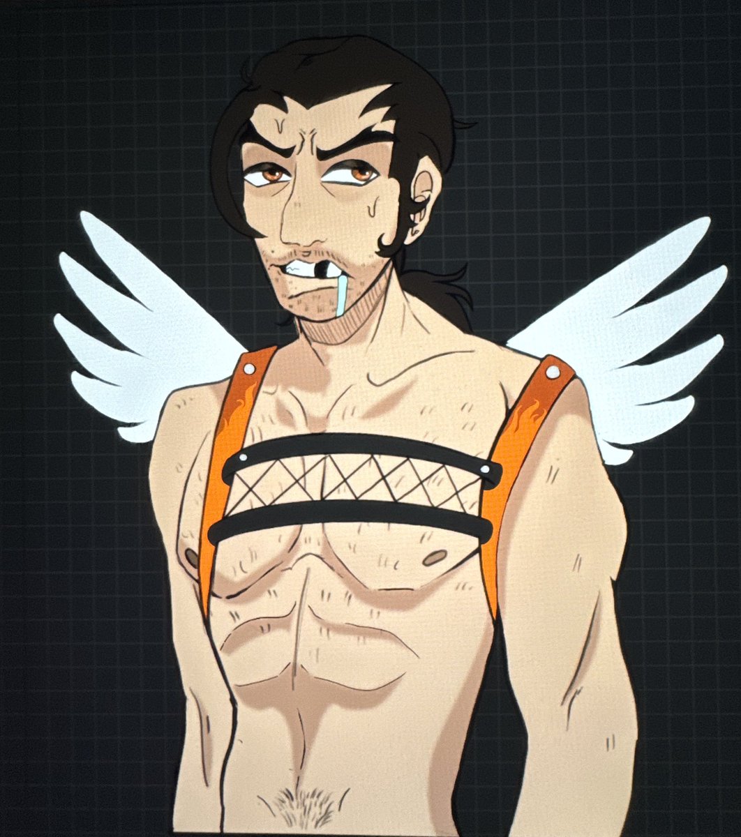 NepetasSoftPaws's tweet image. Unfinished flambe in a harness 
#dispatch #flambe #drawing #Fanart