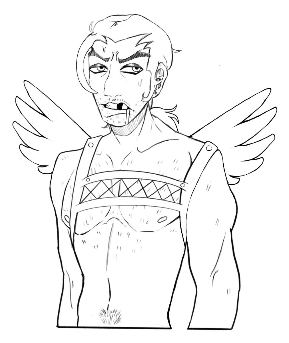 NepetasSoftPaws's tweet image. Unfinished flambe in a harness 
#dispatch #flambe #drawing #Fanart