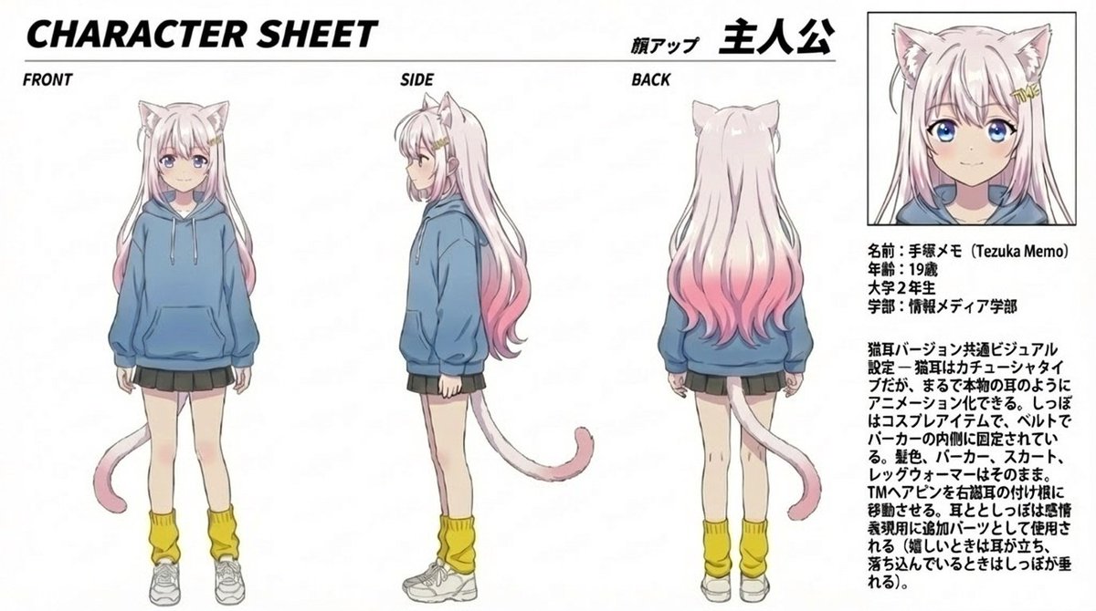 Anime Cat Girl Character Sheet