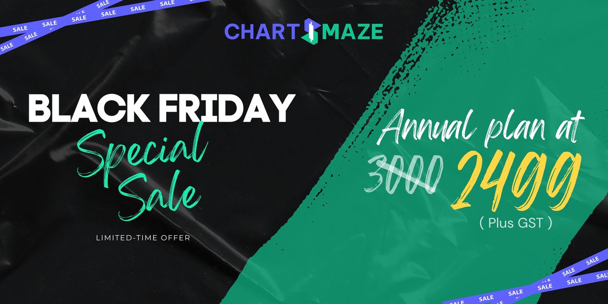 Hirengabani23's tweet photo. 🚨 Black Friday Giveaway Alert🚨 

ChartsMaze Black Friday Sale starts from today🎊

 How to Participate🚀

 1. Follow @Hirengabani23 & @Charts_Maze 
2. Like and Repost this post 
3. Comment your Stock Market learnings from 2025

 Two lucky winners will be announced by me based on comments on Black Friday, that is 28th Nov.  

This is a platform built by traders for traders from India, who take our feedback seriously.  Couldn't be more happy to do my part in making it big 🔥

P.S: If you've purchased during this sale or already have subscribed, you'll still get plus 1 :)